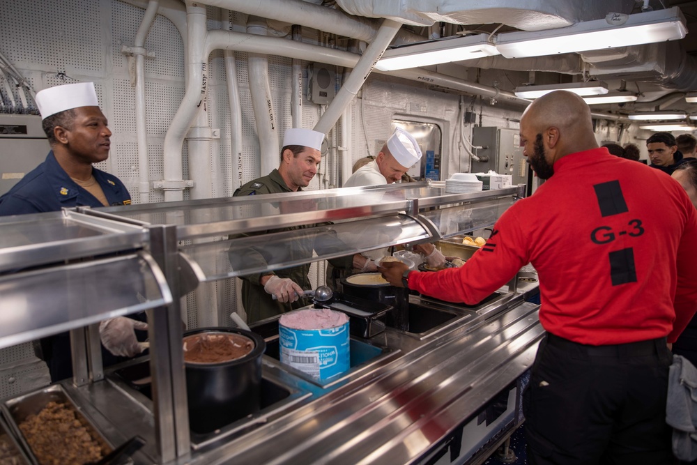 USS BATAAN TRIAD SERVES ICE CREAM