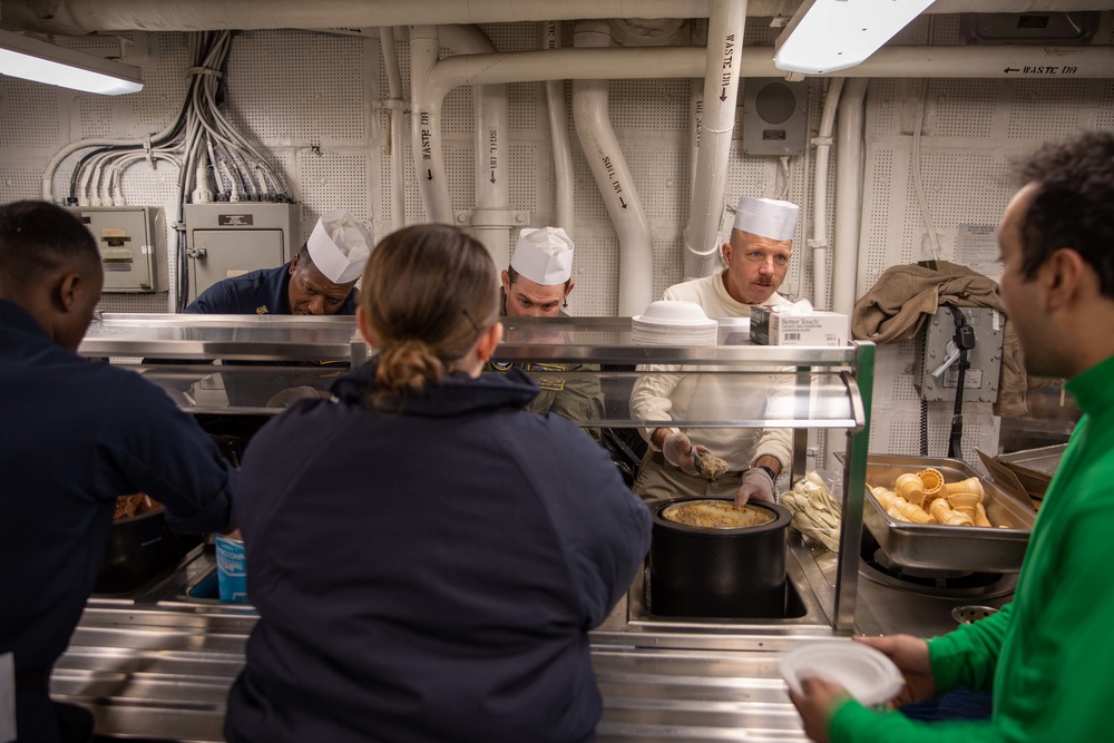 USS BATAAN TRIAD SERVES ICE CREAM