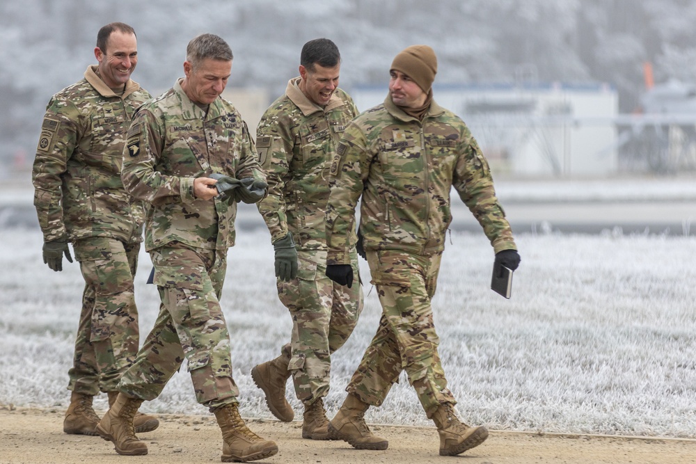 U.S. Army Chief of Staff and Sergeant Major of the Army Visit Soldiers at 33rd Air Base Poland