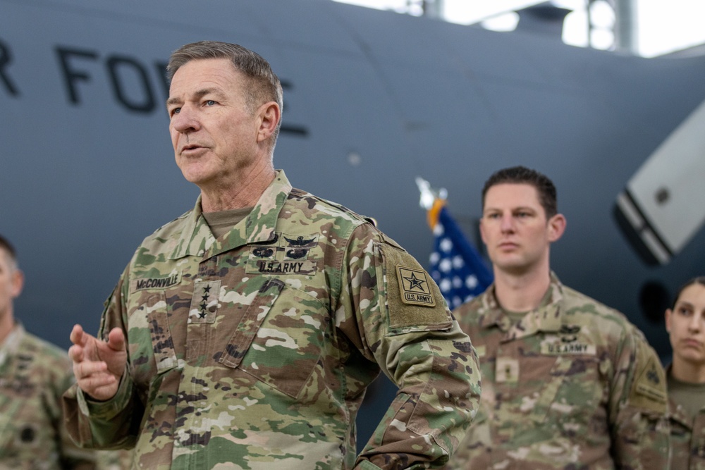 U.S. Army Chief of Staff and Sergeant Major of the Army Visit Soldiers at 33rd Air Base Poland