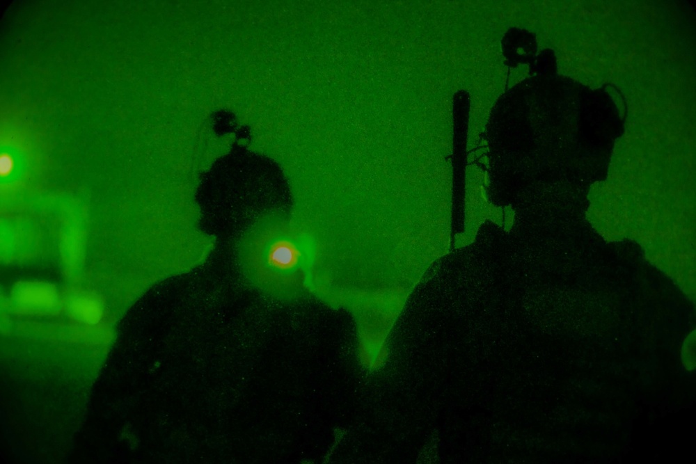 Alpha Company, 1st Battalion, 125th Infantry Regiment, 37th Infantry Brigade Combat Team, night patrol at Al Asad Air Base