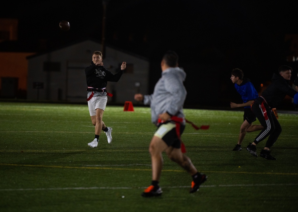 Misawa participates in intramural flag football