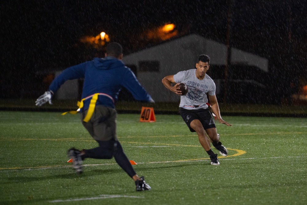 Misawa participates in intramural flag football