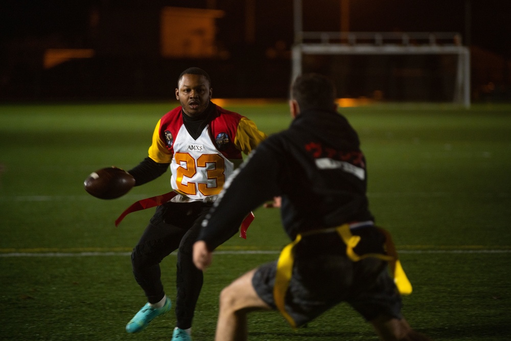 Misawa participates in intramural flag football