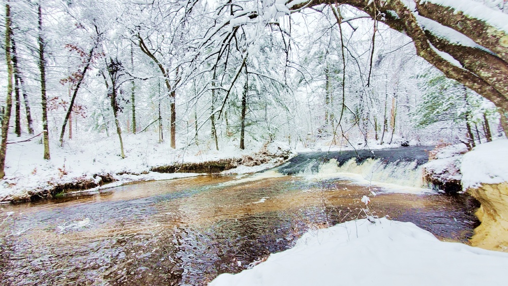 December 2022 Snow Scenes at Trout Falls at Fort McCoy's Pine View Recreation Area