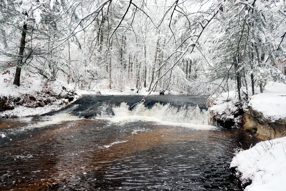 December 2022 Snow Scenes at Trout Falls at Fort McCoy's Pine View Recreation Area