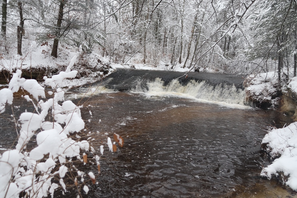 December 2022 Snow Scenes at Trout Falls at Fort McCoy's Pine View Recreation Area