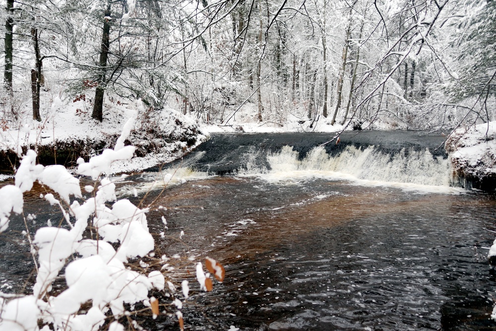 December 2022 Snow Scenes at Trout Falls at Fort McCoy's Pine View Recreation Area