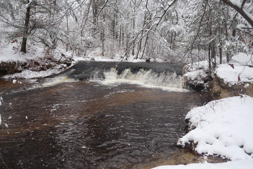 December 2022 Snow Scenes at Trout Falls at Fort McCoy's Pine View Recreation Area