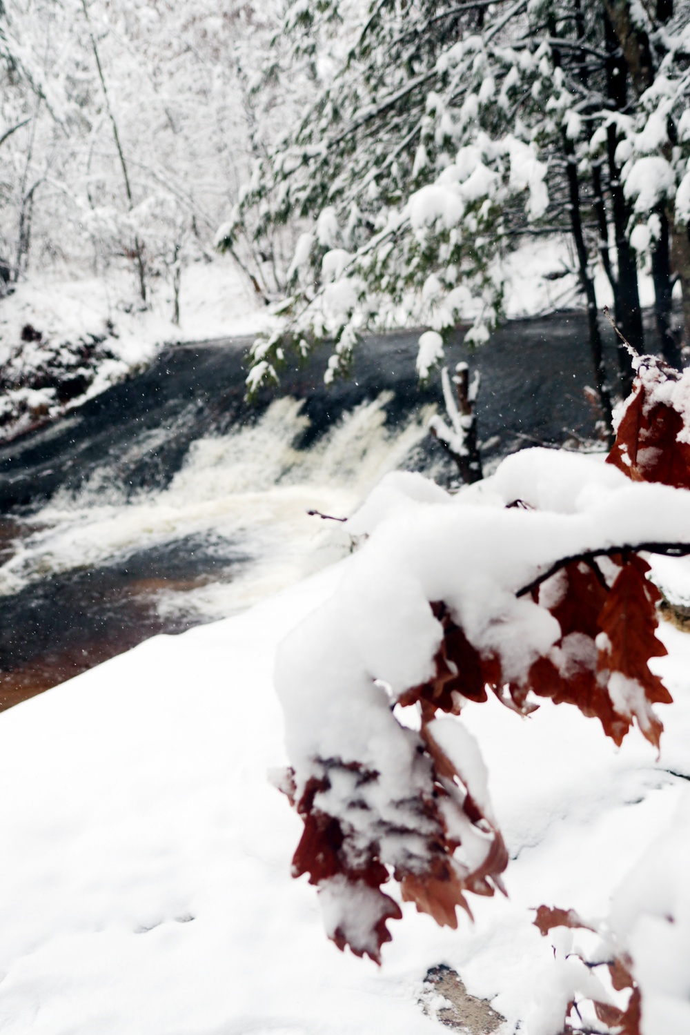 December 2022 Snow Scenes at Trout Falls at Fort McCoy's Pine View Recreation Area