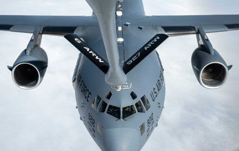 91st Air Refueling Squadron provides aerial support to Charleston C-17