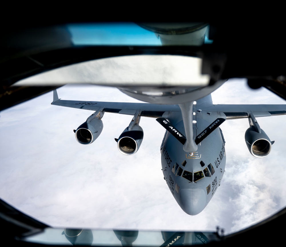 91st Air Refueling Squadron provides aerial support to Charleston C-17