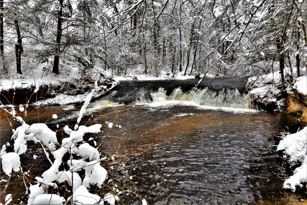 December 2022 Snow Scenes at Trout Falls at Fort McCoy's Pine View Recreation Area