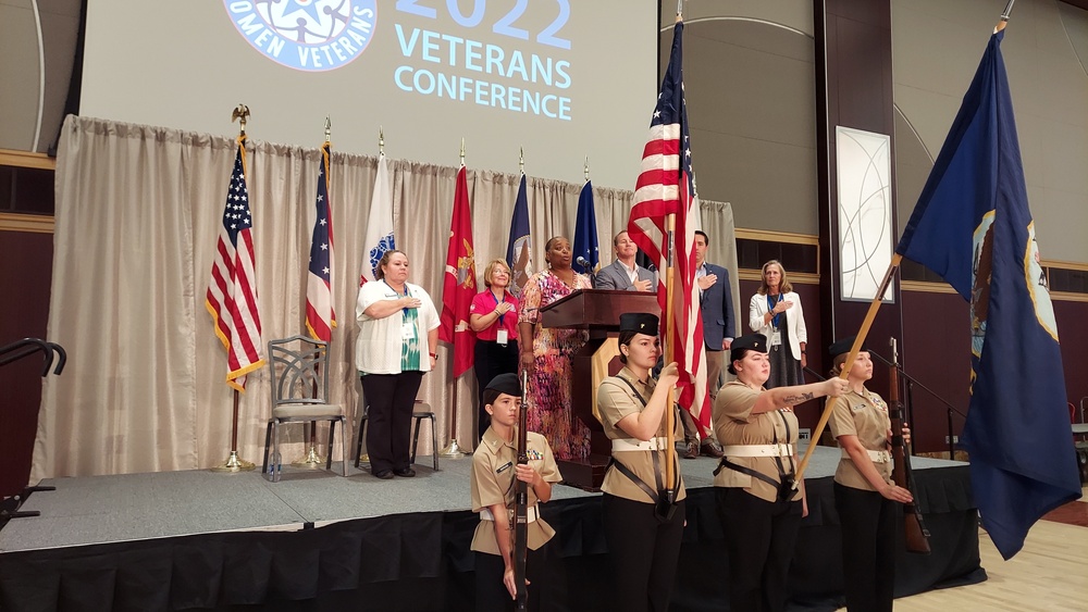 Land and Maritime Resolution Specialist renders National Anthem at state women veterans conference