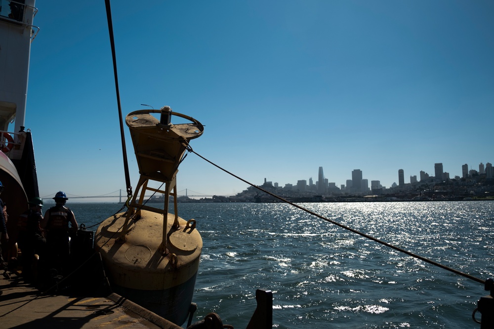 Coast Guard Cutter Elm sets buoys for San Francisco Fleet Week