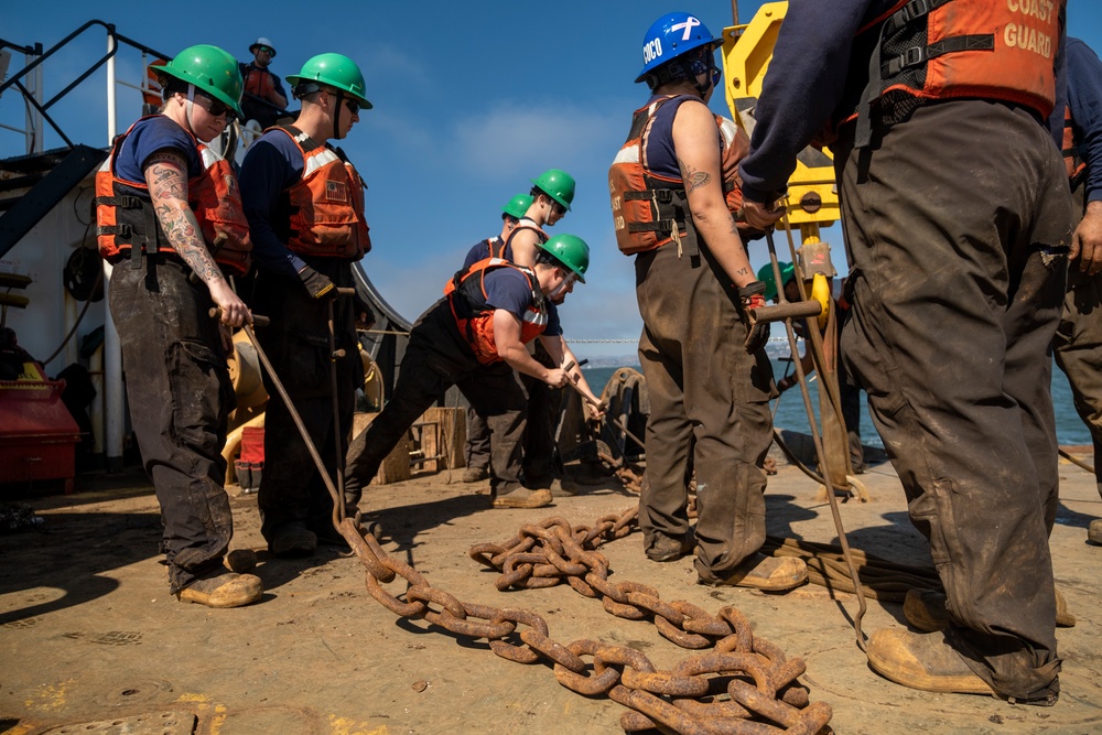 Coast Guard Cutter Elm sets buoys for San Francisco Fleet Week