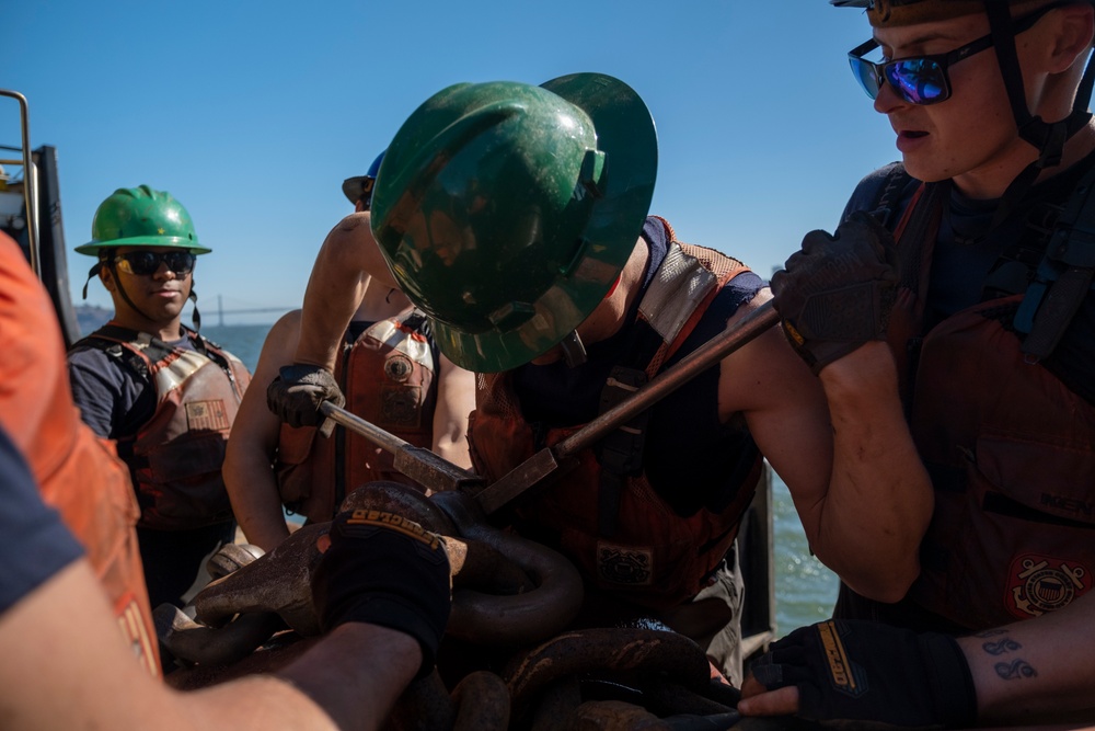 Coast Guard Cutter Elm sets buoys for San Francisco Fleet Week