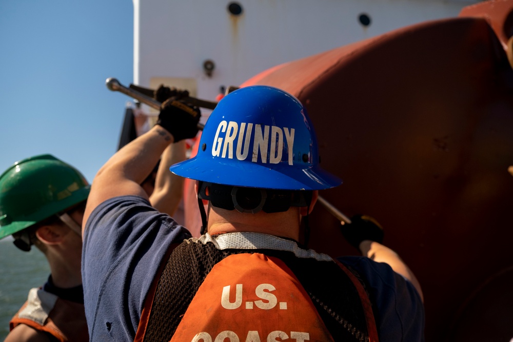 Coast Guard Cutter Elm sets buoys for San Francisco Fleet Week