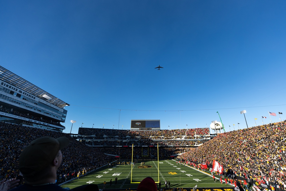 185th Air Refueling Wing flies over Kinnick Stadium