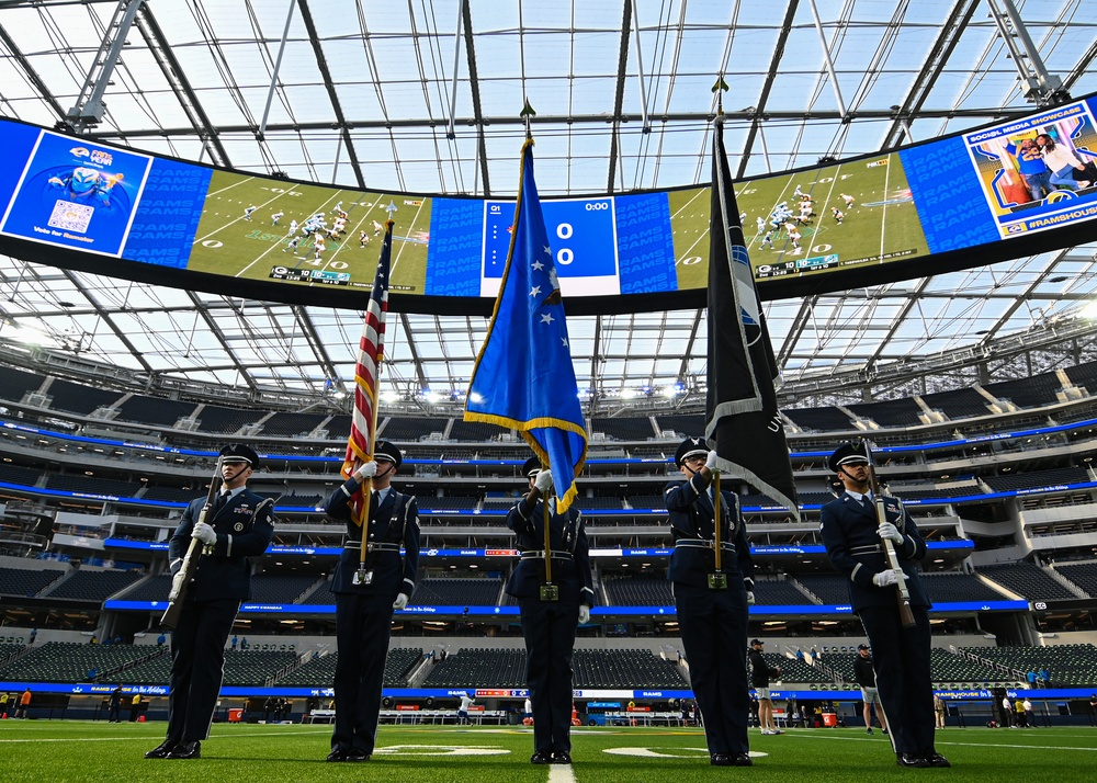 Vandenberg's Honor Guard Presents the Colors at Rams Game on Christmas Day