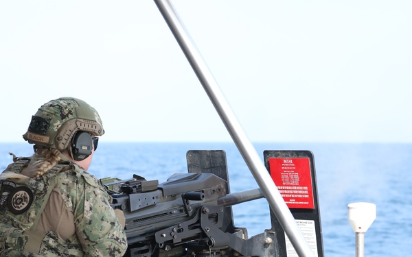 USCGC Charles Moulthrope completes a gunnery exercise in the Arabian Gulf