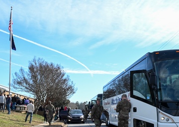 Company A, 151st Expeditionary Signal Battalion deployment departure ceremony