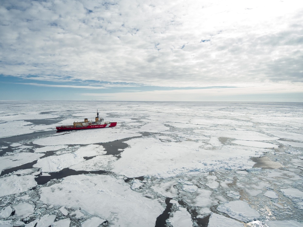 Coast Guard Cutter Polar Star transits through ice during Operation Deep Freeze 2023