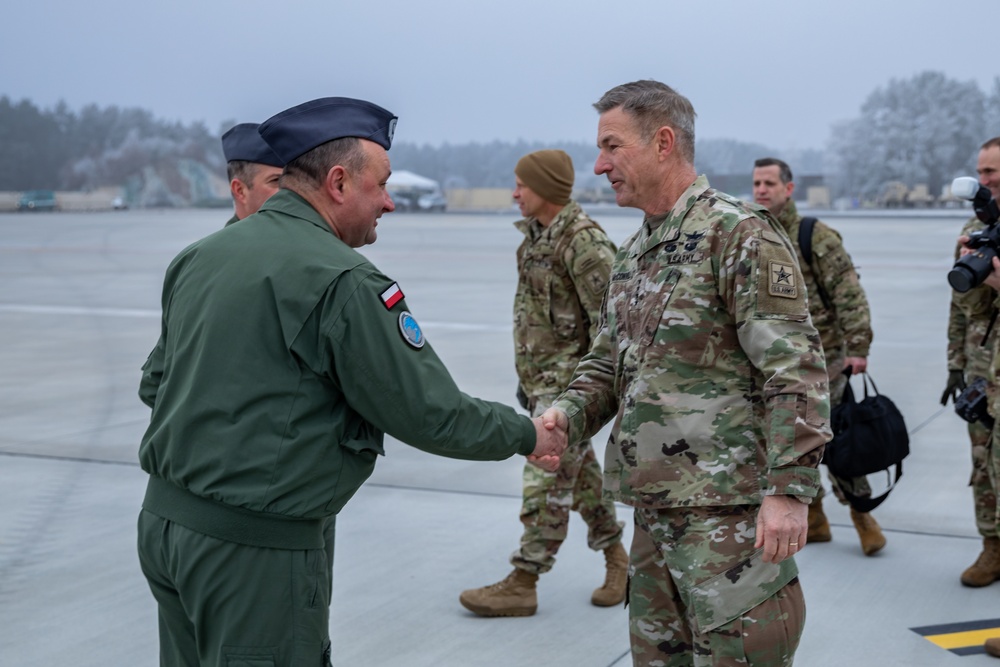 U.S. Army Chief of Staff and Sergeant Major of the Army Visit Soldiers at 33rd Air Base Poland