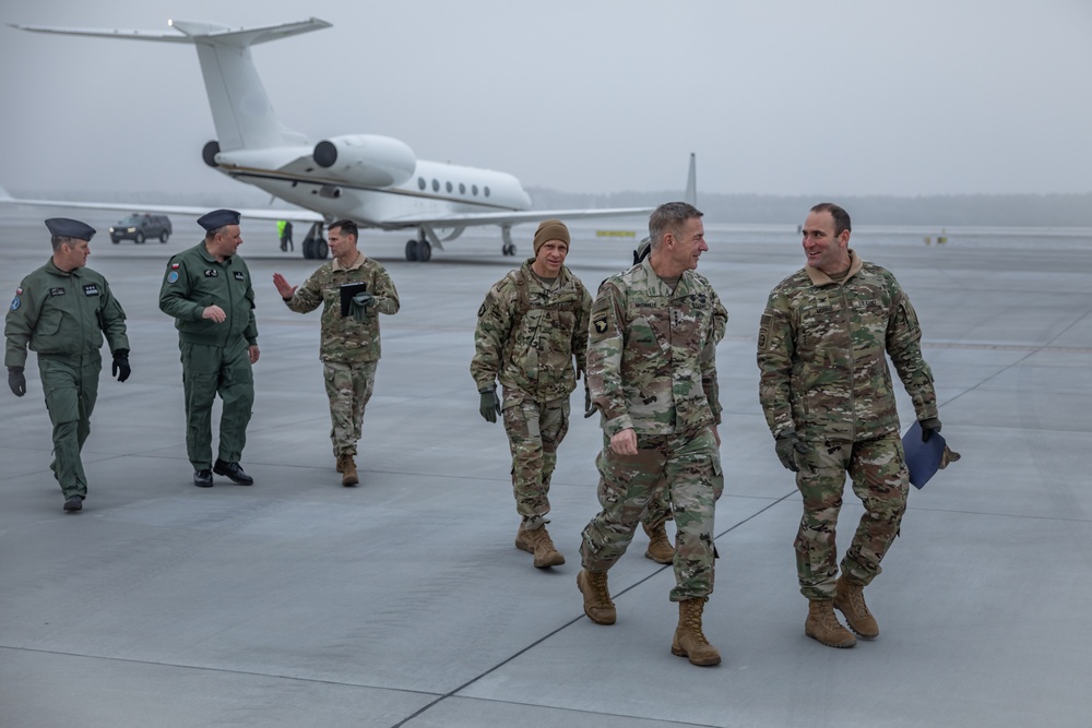 U.S. Army Chief of Staff and Sergeant Major of the Army Visit Soldiers at 33rd Air Base Poland