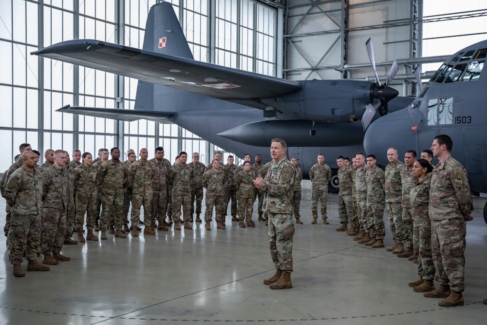 U.S. Army Chief of Staff and Sergeant Major of the Army Visit Soldiers at 33rd Air Base Poland