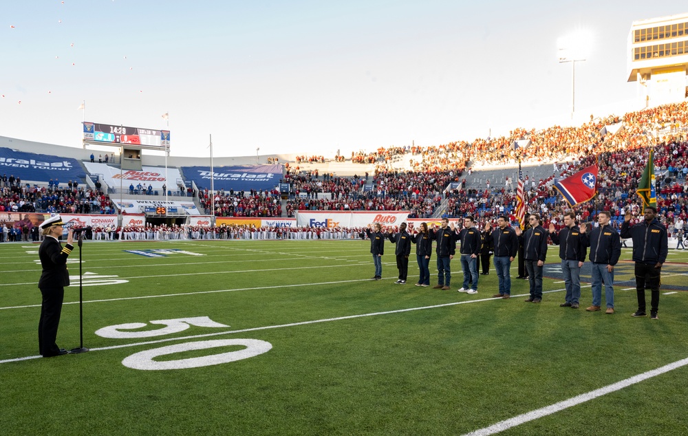 Oath of enlistment at AutoZone Liberty Bowl
