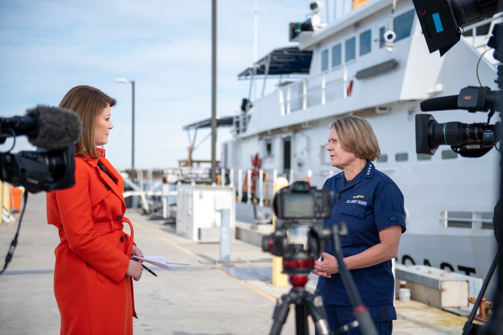 Coast Guard Commandant interviewed by CBS News at Training Center Cape May