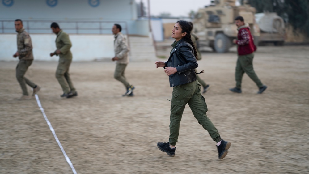 Asayish guards train at a Syrian Internal Security Forces academy