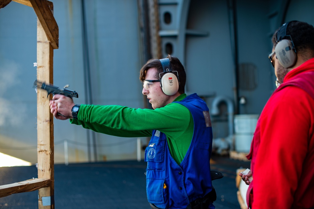The Harry S. Truman Carrier Strike Group is on a scheduled deployment in the U.S. Sixth Fleet area of operations in support of naval operations to maintain maritime stability and security.