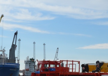 National Science Foundation truck brings materials to the Motor Vessel Ocean Giant on Dec. 20.