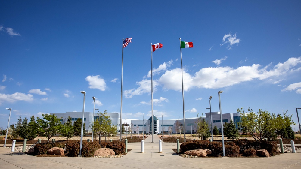 NORAD and USORTHCOM Headquarters with United States, Canada, and Mexico Flags