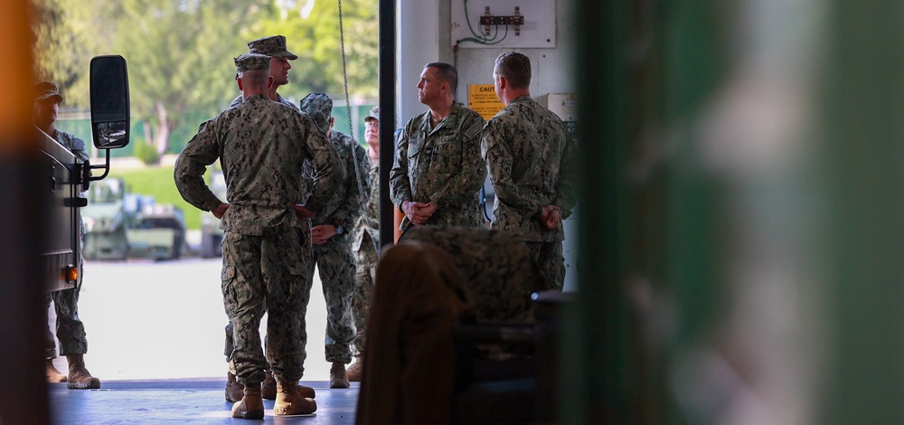 Naval Construction Group One Capt. Michael W. Meno Visits Naval Mobile Construction Battalion Four in Okinawa.