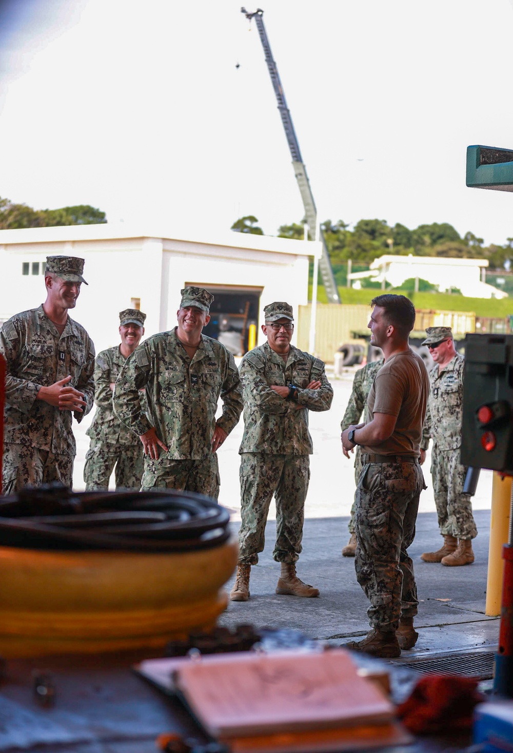 Naval Construction Group One Capt. Michael W. Meno Visits Naval Mobile Construction Battalion Four in Okinawa.