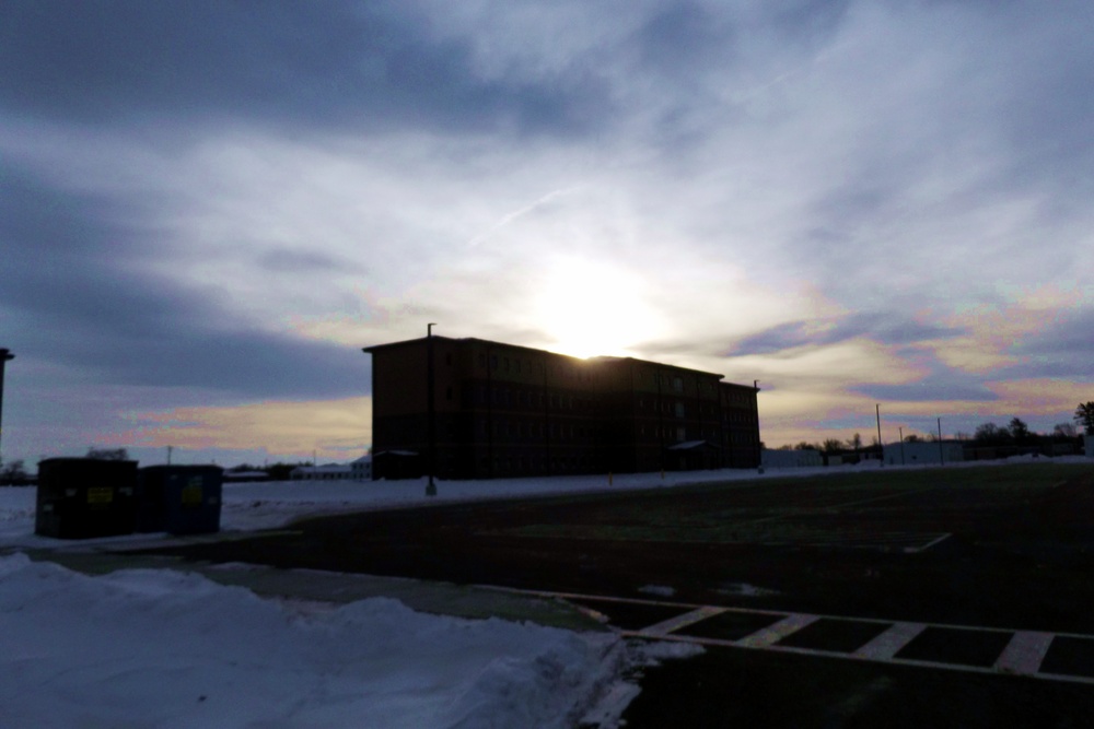 Sunrise over barracks at Fort McCoy