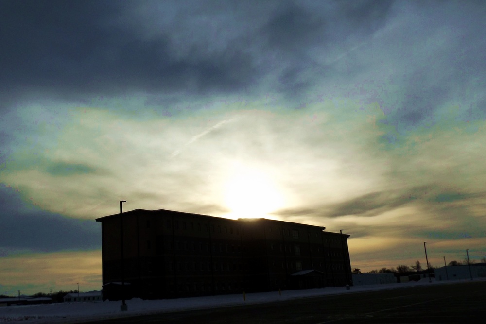 Sunrise over barracks at Fort McCoy