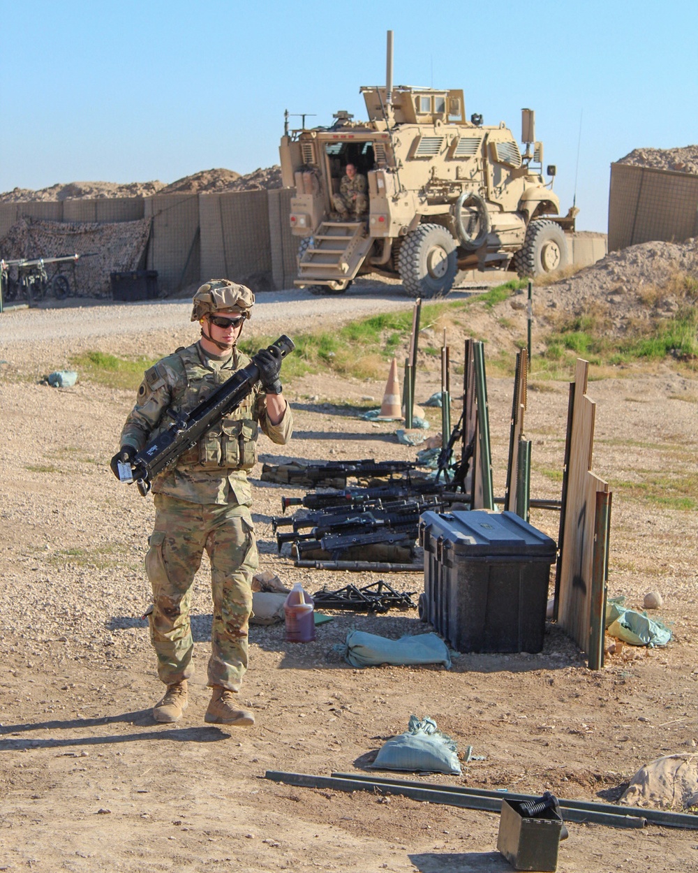 Soldiers of Task Force Viking perform equipment upkeep to maintain lethality