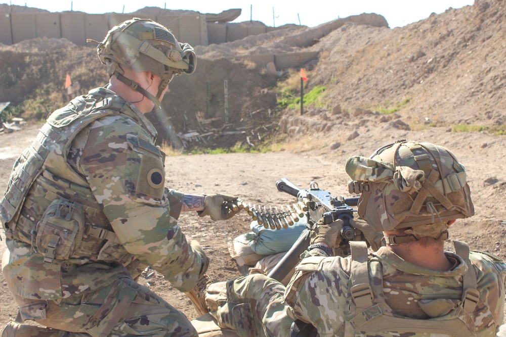 Soldiers of Task Force Viking perform equipment upkeep to maintain lethality