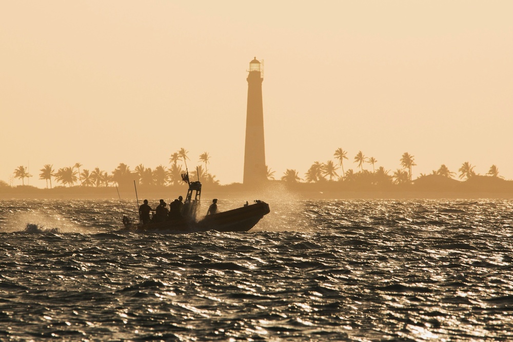 Coast Guard Cutter Pablo Valent's small boat crew patrols Dry Tortugas