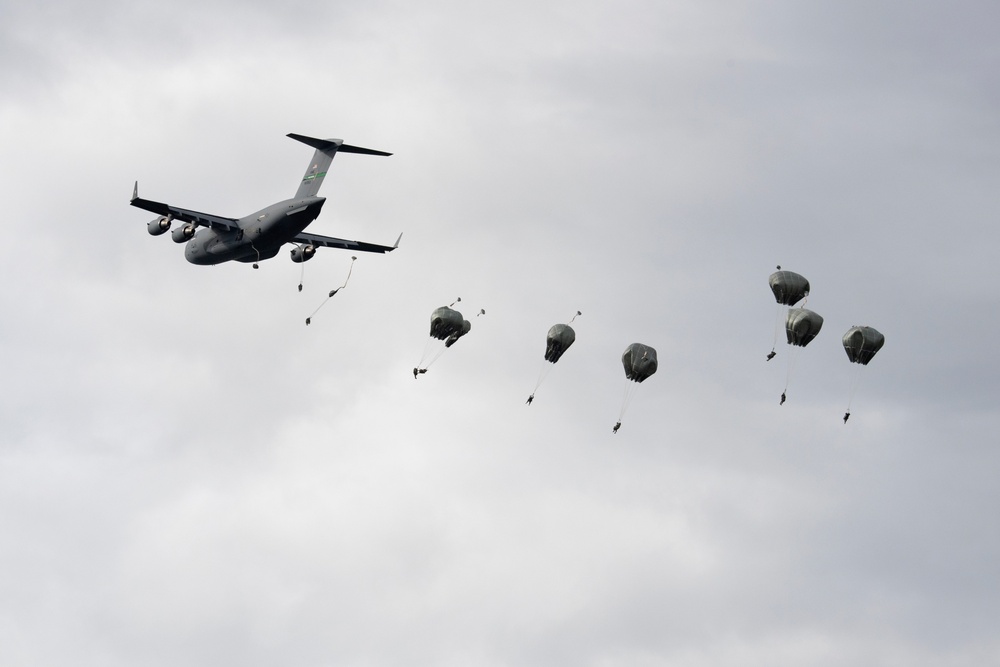 U.S. Air Force and Army conduct airborne operations at JBER