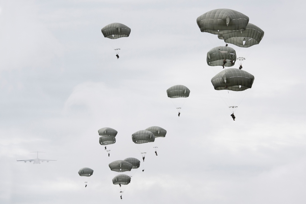 U.S. Air Force and Army conduct airborne operations at JBER