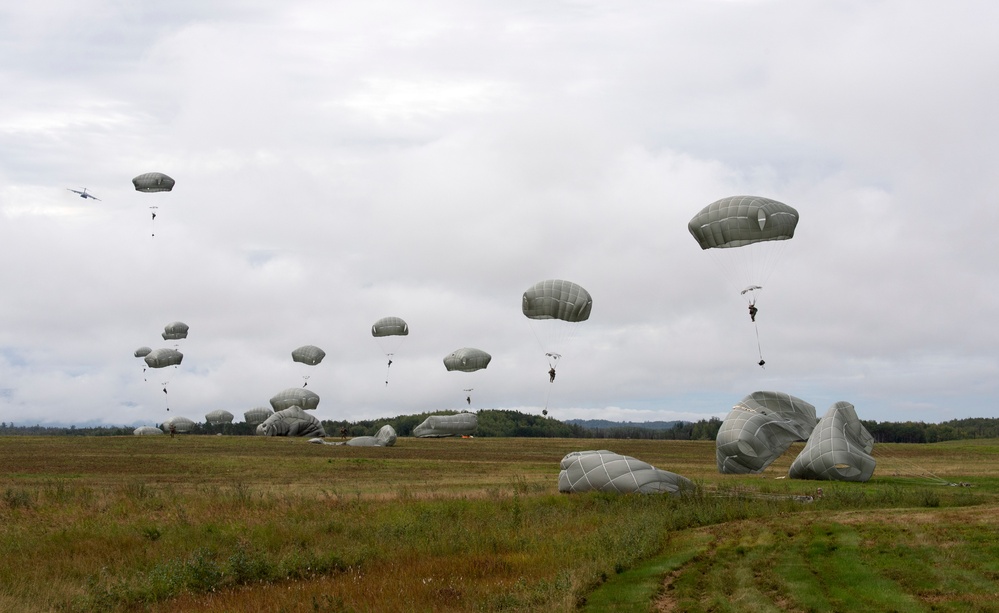 U.S. Air Force and Army conduct airborne operations at JBER