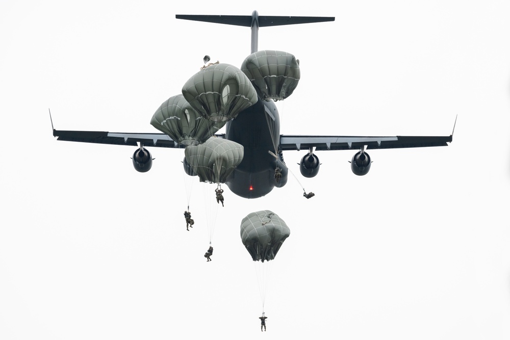 U.S. Air Force and Army conduct airborne operations at JBER