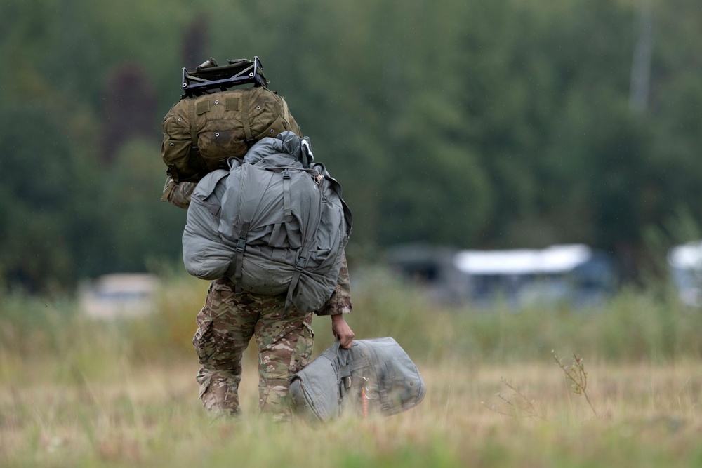 U.S. Air Force and Army conduct airborne operations at JBER