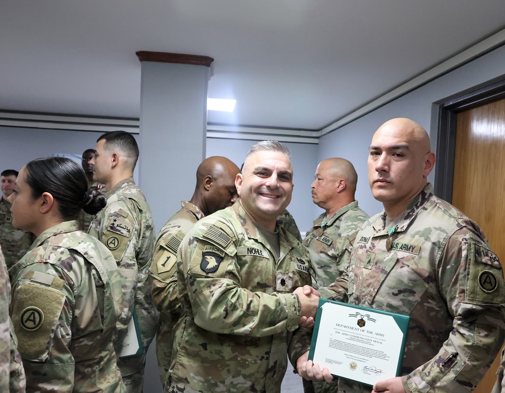 Departing Soldiers of ASG-KU receive awards, January, 2023