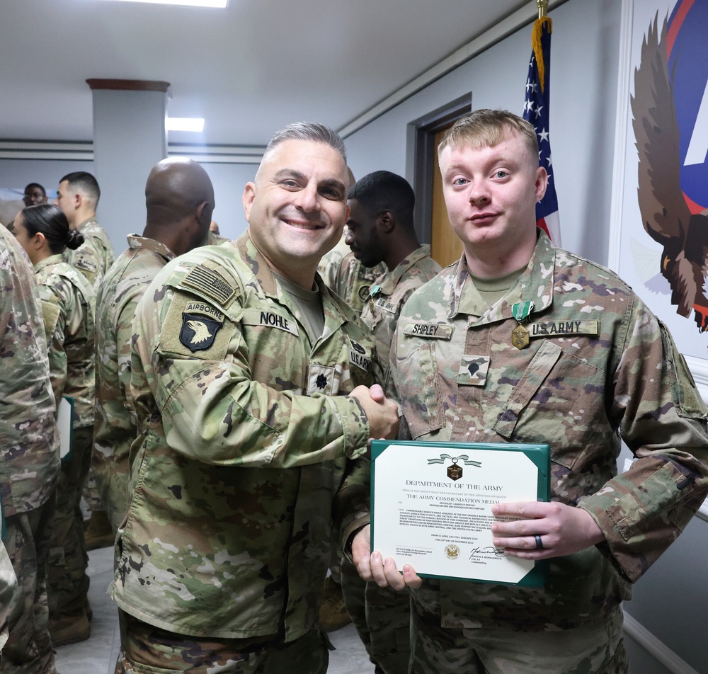 Departing Soldiers of ASG-KU receive awards, January, 2023